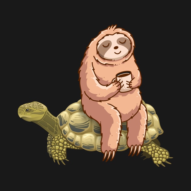 Speed is Relative Funny Sloth with coffee on a Turtle, funny shirt by Chichid_Clothes