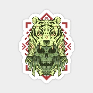 Tiger Head Skull Tribal Illustration Magnet