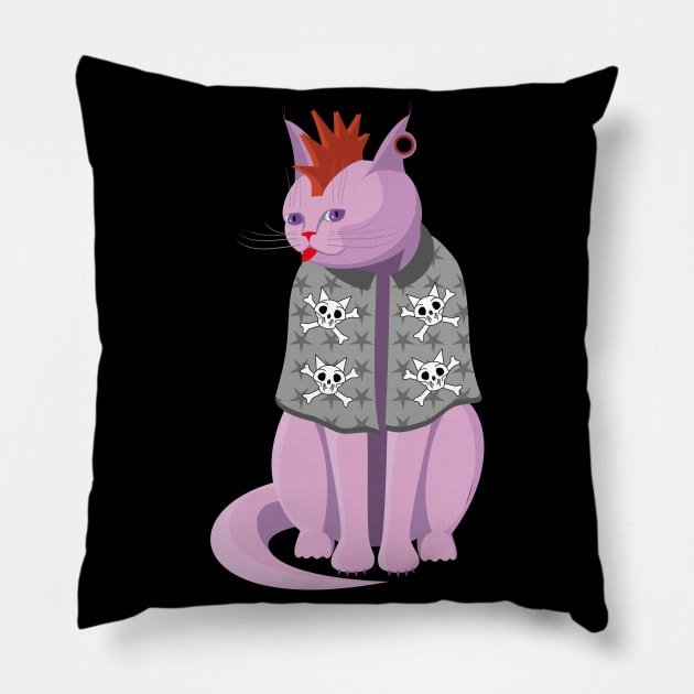 Punk Rock Cat Pillow by Kater Karl