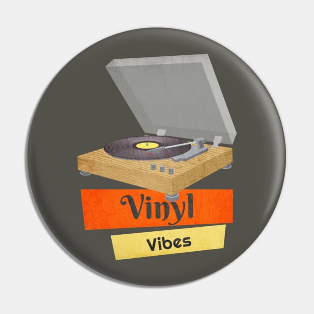 Vinyl Vibes Records Turntable Music Lover Retro Pin by Sassee Designs