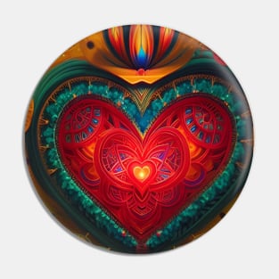 Moroccan Golden Mandala Heart Pin