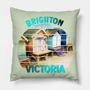 Brighton Victoria Australia Retro Vintage Sunset Beach Boxes Pillow