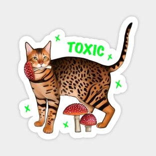 Toxic bengal cat with mushrooms Magnet