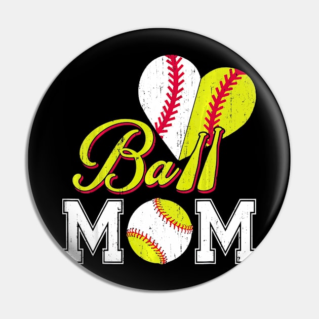 Funny Ball Mom Softball Baseball Pin by Vigo