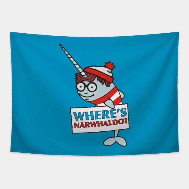 Where's Narwhaldo Narwhal Not Dabbing Funny Parody Tapestry by DesIndie