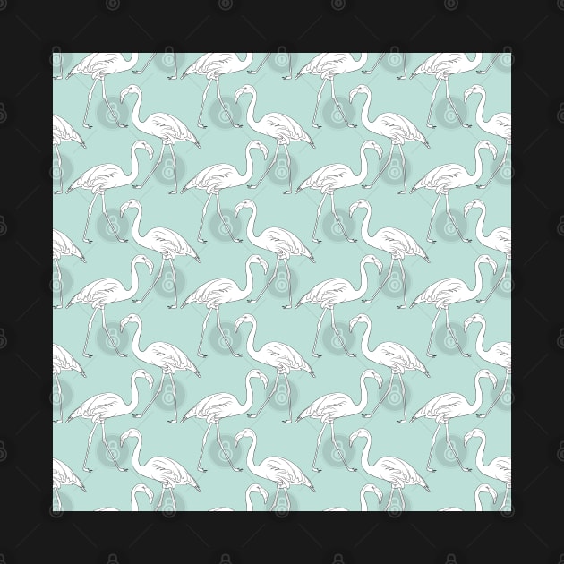 Hand drawn flamingo black outline sketch. Seamless pattern vector by AnaMOMarques