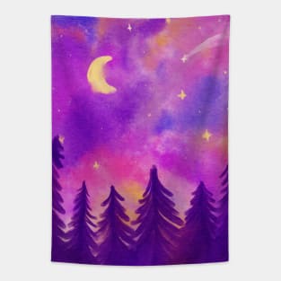 Colorful Fantasy Starry Night Wanderlust Pink and Purple Tapestry