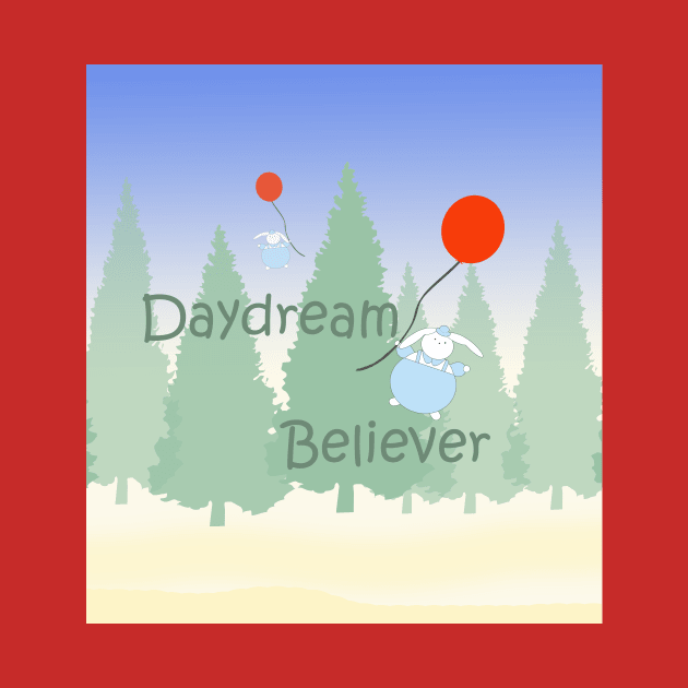 Daydream Believer Bunny on a Balloon by MelissaJBarrett