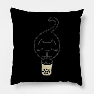 Cat Jumping Drinking Boba Milk Ea Pillow