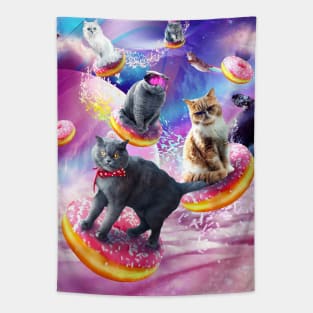 Cat Donut - Cats Riding Donuts Tapestry