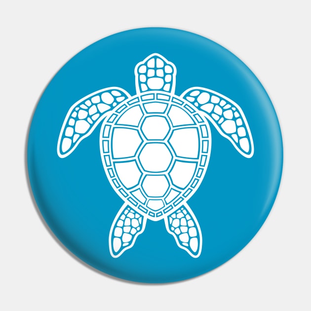 Green Sea Turtle Design - White Pin by fizzgig