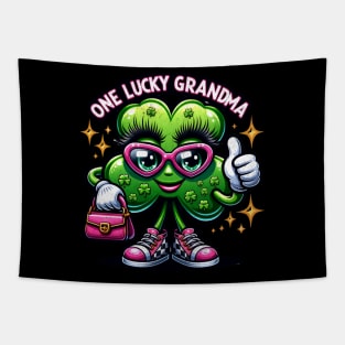 One Lucky Grandma Funny Cute Shamrock Luck St Patrick's Day St Paddy's Day Irish Clover Tapestry