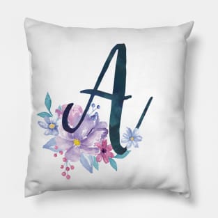 Floral Monogram A Pretty Lilac Bouquet Pillow