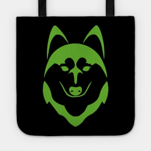 green husky dog head Tote