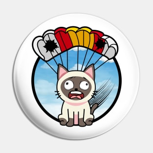 Silly siamese cat has a broken parachute Pin