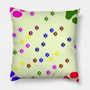 COLORFUL DOG PAWS PATTERN BACKGROUND Pillow