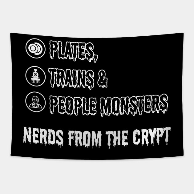 Plates, Trains & People Monsters Tapestry by Perezpeective