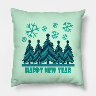 Happy New Year 2024 Tree Snowflakes Pillow