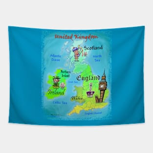 United Kingdom Fun Map Tapestry