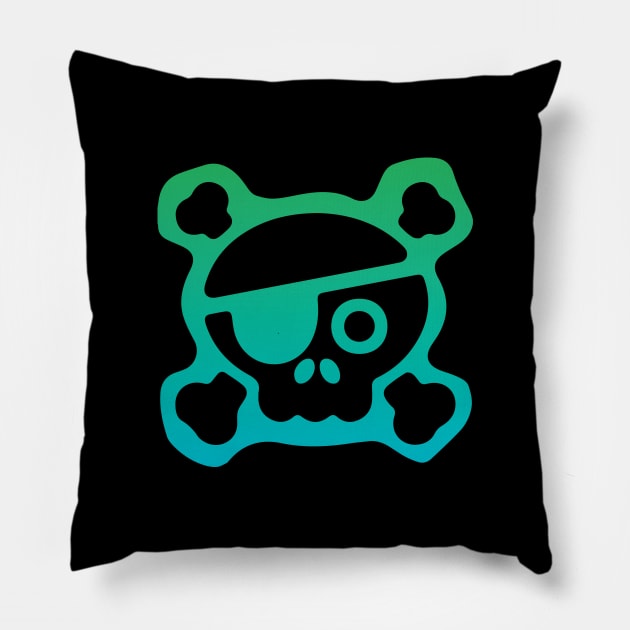 Skull Boys Logo - Green Gradient Pillow by TomatoSauce_
