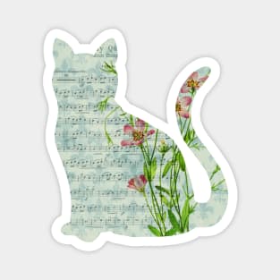 Floral Sheet Music - Cat Magnet