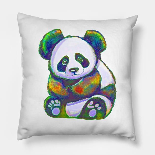 Technicolor Panda Pillow by NONGENGZ