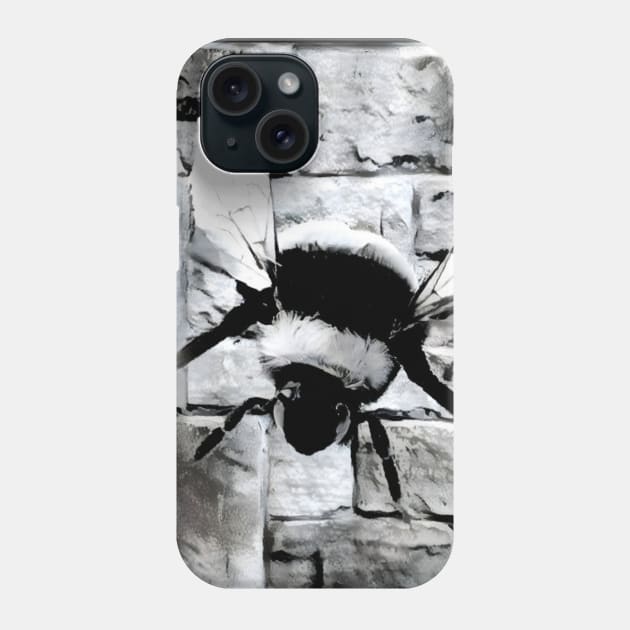 Bee Black and White Spray Paint Wall Phone Case by Nuletto