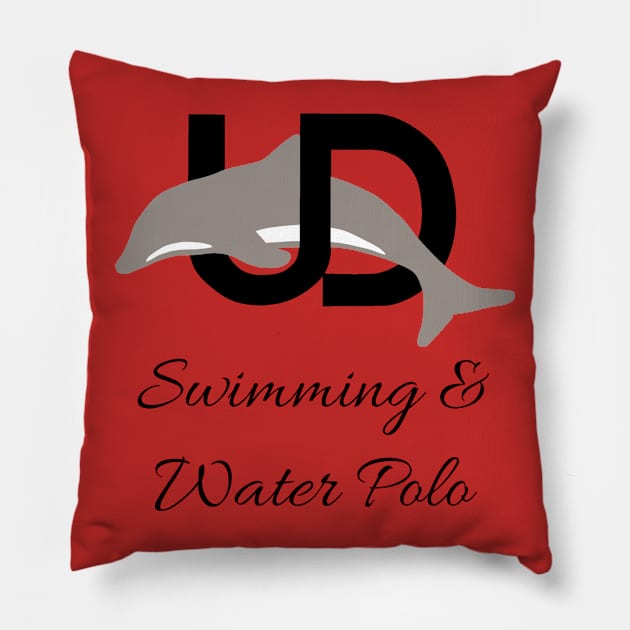 Black Logo Swimming & Water Polo Pillow by Ukiah Dolphins