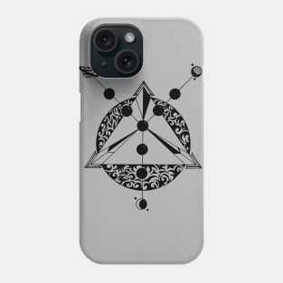 SACRED GEOMETRY, PLANET ALIGNMENT, TRIBAL TATTOO ART. Phone Case