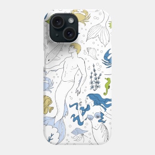 under the sea - white blue beige green Phone Case