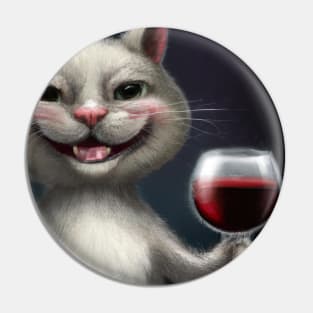 Cat with Wine Pin