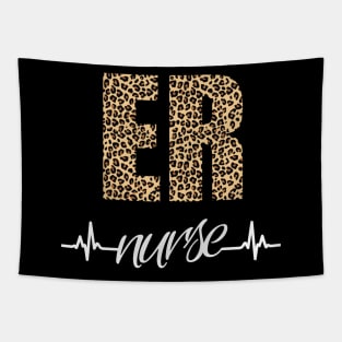 Leopard Print ER Nurse Heartbeat Tapestry