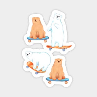 Skateboarding Bears Magnet