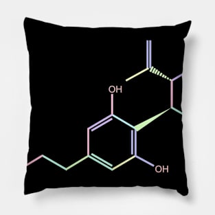 CBD Kawaii Pastel Rainbow Molecule Pillow