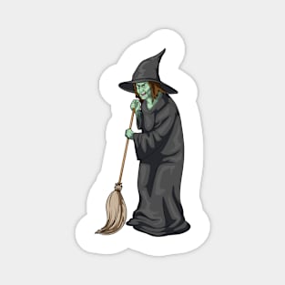 Witch Halloween Broom Magnet