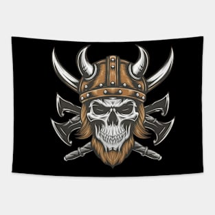 Vikings Skull tattoo art Tapestry