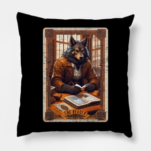 The Reader Retro Werewolf Halloween Tarot Card Pillow