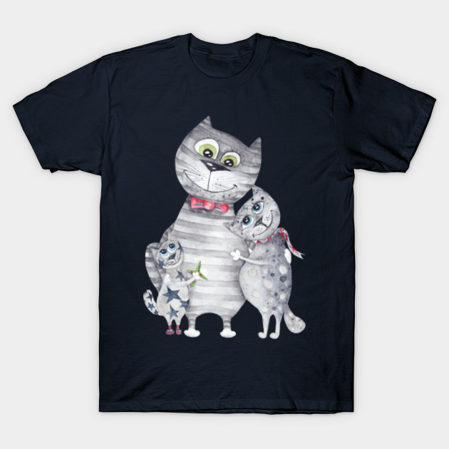 Cute Cat Family Painting Cats T Shirt Teepublic