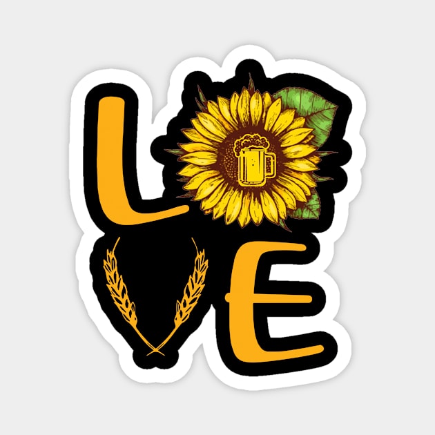 Love Beer Sunflower Magnet by Rumsa