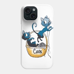 Cats playing with balls of yarn Funny T-shirt 2-06 Phone Case