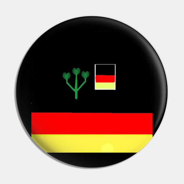 Sporty German Design on Black Background Pin by 2triadstore