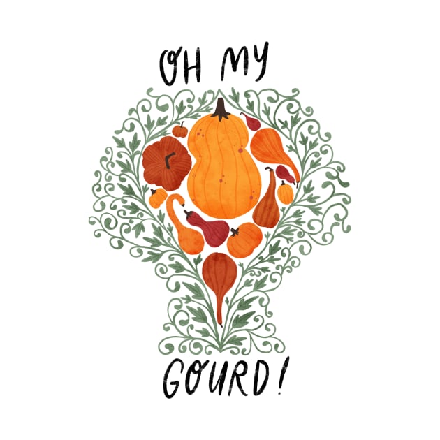 "Oh My Gourd" - pumpkins & swirls by Maddyslittlesketchbook