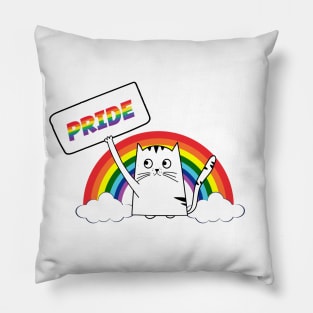 Gay Pride Cat LGBT Cats Pile Cute Rainbow Pillow