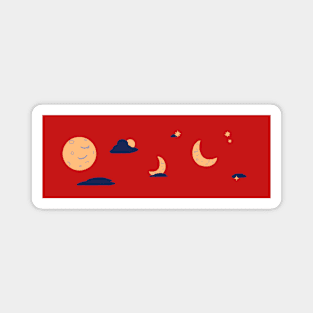 Sleepy Moon Banner Magnet