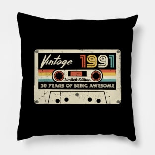 Vintage 1991 Made In 1991 30th Birthday 30 Years Old Gift Shirt Pillow