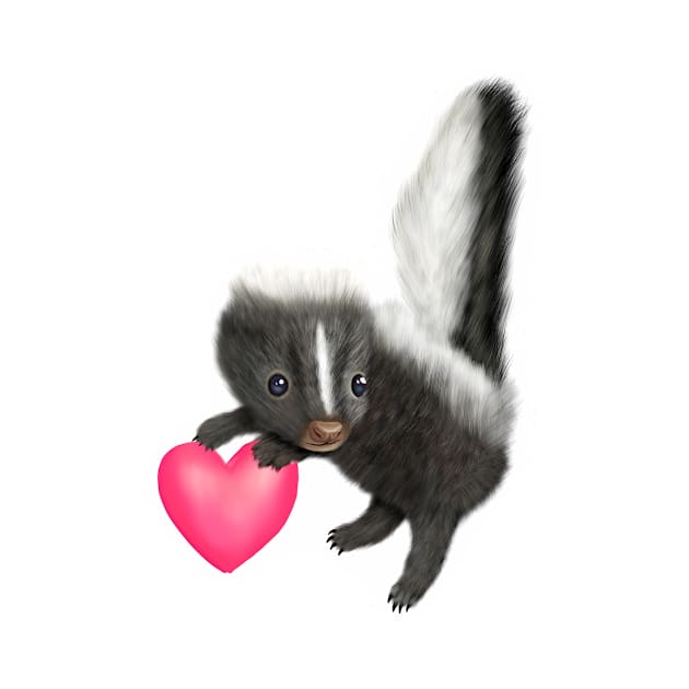 Cute Baby Skunk with a Pink Heart for Skunk Lovers by Mochi Merch