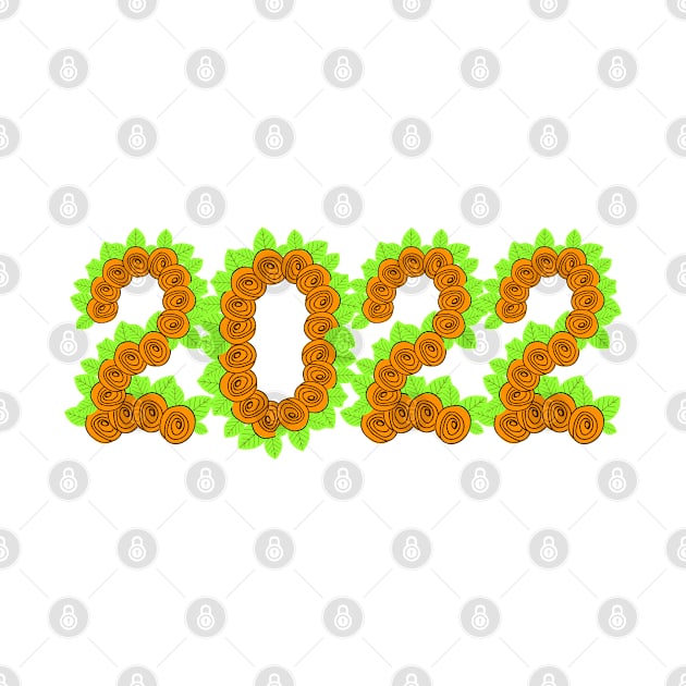 2022 created with orange roses and green leaves by Blue Butterfly Designs 