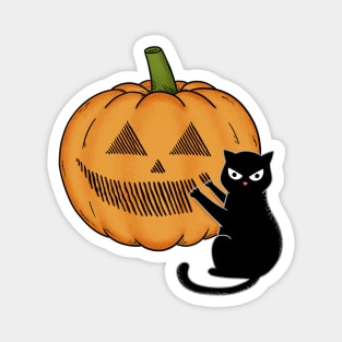 Cat and pumpkin Magnet