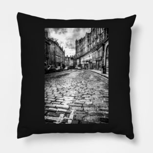 Grassmarket Edinburgh, Scotland Black And White Pillow