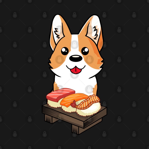 Chibi Anime Corgi Dog Sushi Lover by TheBeardComic